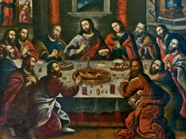 Last supper of guinea pig in the Cathedral of Cusco